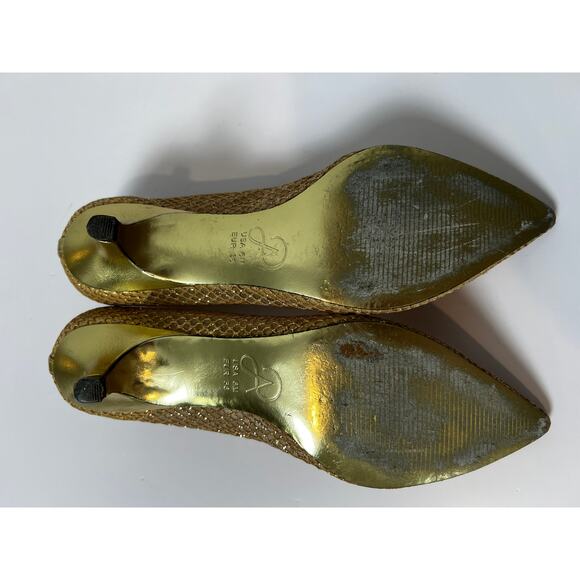 Adrianna Papell Pointed-Toe Gold Mesh Kitten Heel 6M - Picture 4 of 10